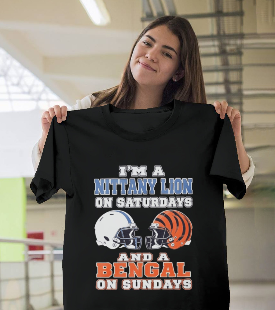 Nittany Lion On Saturdays Bengal On Sundays Football Fan Helmets T-Shirt