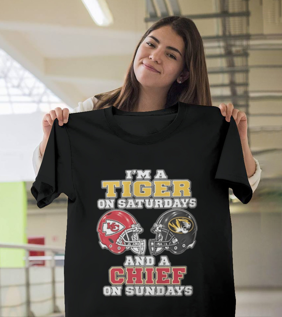 I'm A Tiger On Saturdays On And A Chief On Sundays Kansas City Missouri T-Shirt