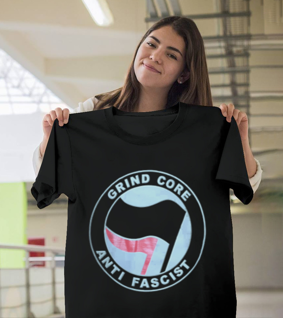 Grind Core Anti Fascist Antifa Red Black Flags T-Shirt
