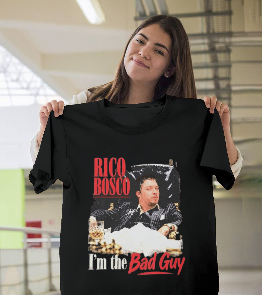 Rico Bosco I'm The Bad Guy Black Suit Reclining Chair Whiskey T-Shirt