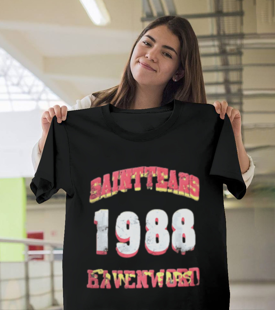 Saint Tears Havenford 1988 Distressed Athletic Block Font Numbers T-Shirt