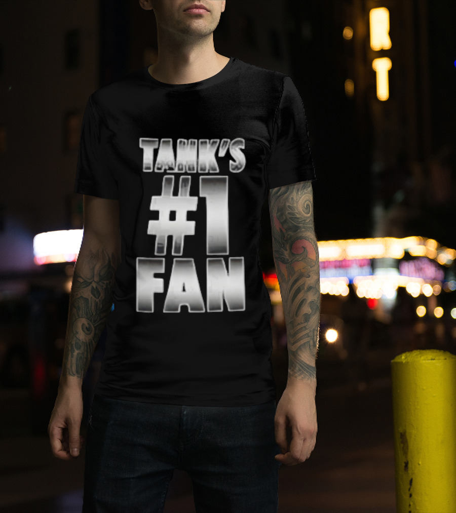 Tank's #1 Fan Silver Metallic Gradient Chrome Block T-Shirt