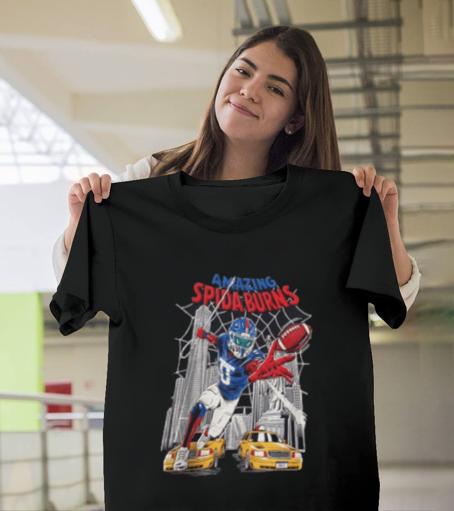 Amazing Spida Burns Football Player NYC Skyline Taxi Scene T-Shirt