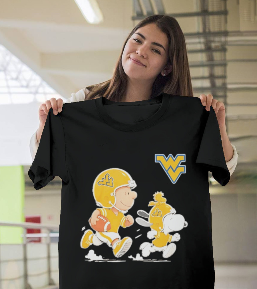 West Virginia Mountaineers Football Snoopy Woodstock Charlie Brown NCAA Running T-Shirt