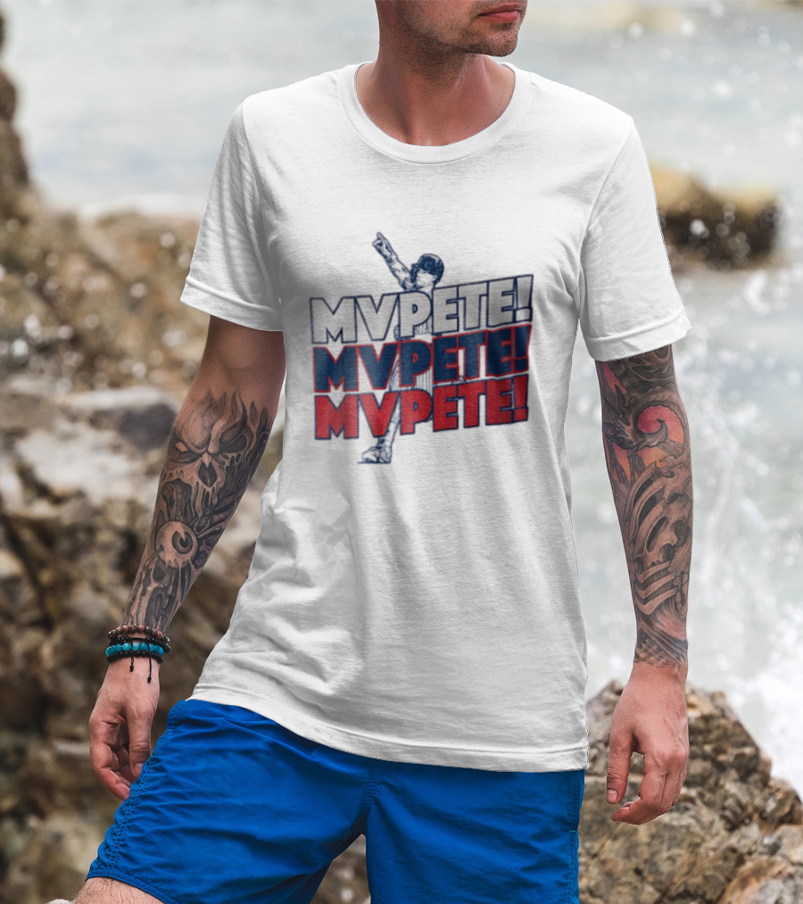 MVPETE Baseball Player Pointing Up Repeated T-Shirt