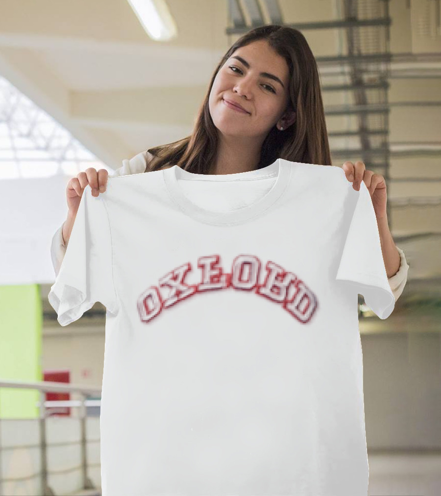Oxford Arched College Block Font Red Embroidered Cap T-Shirt