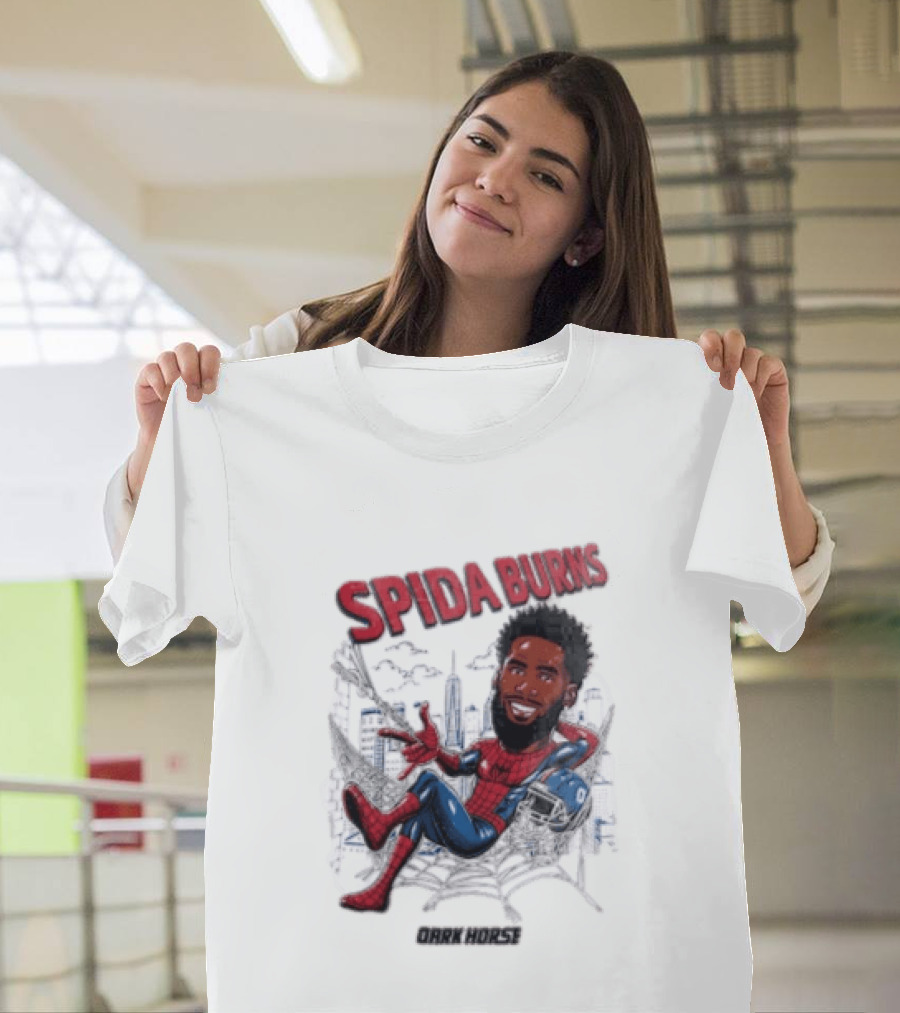 Spida Burns Dark Horse With Spider Man New York Giants T-Shirt