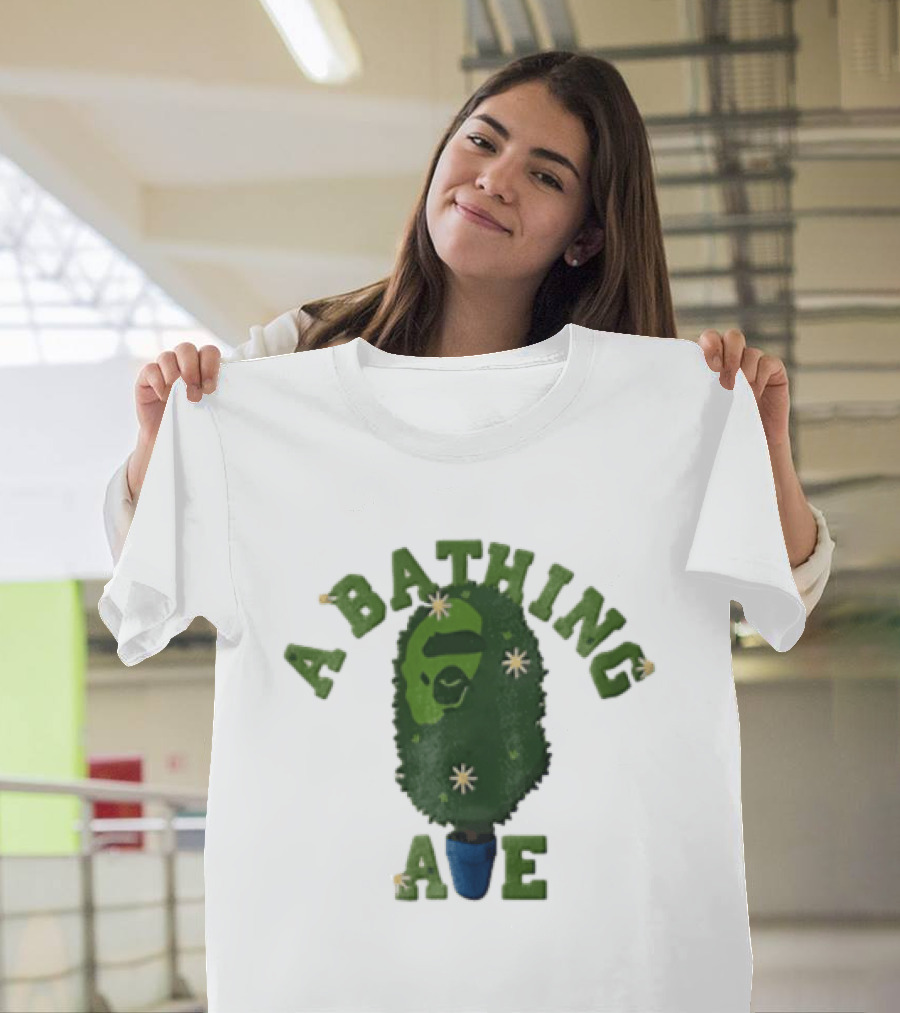 A Bathing Ape Topiary Bush Potted Blue Planter Yellow Flowers T-Shirt