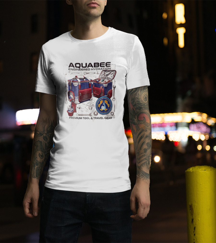 Aquabee Engineered Hydration Premium Tool And Travel Gear Cooler Blueprint T-Shirt