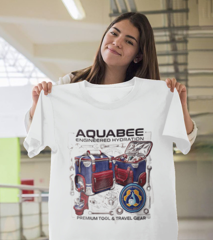 Aquabee Engineered Hydration Premium Tool And Travel Gear Cooler Blueprint T-Shirt