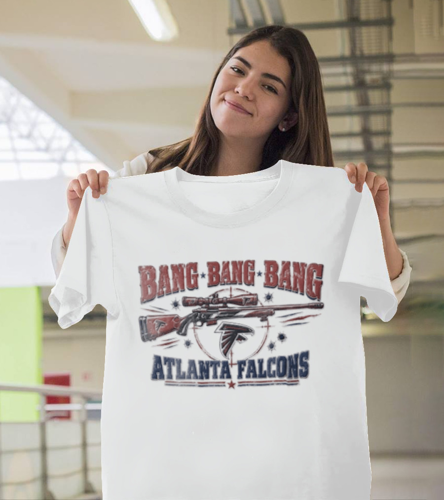 Atlanta Falcons Bang Bang Bang Sniper Rifle Crosshairs Bullet Holes T-Shirt