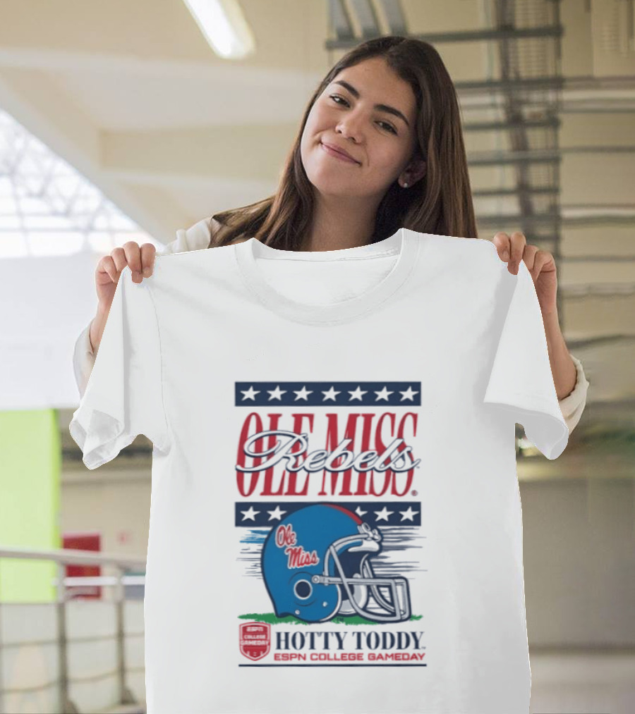 Ole Miss Rebels Helmet Hotty Toddy ESPN College Gameday T-Shirt