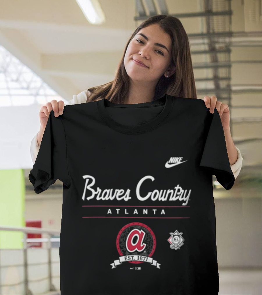 Atlanta Braves Country 1871 Team Baseball Script Nike T-Shirt