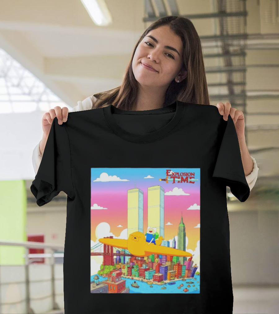 Explosion Time Adventure Finn And Jake NYC Skyline T-Shirt