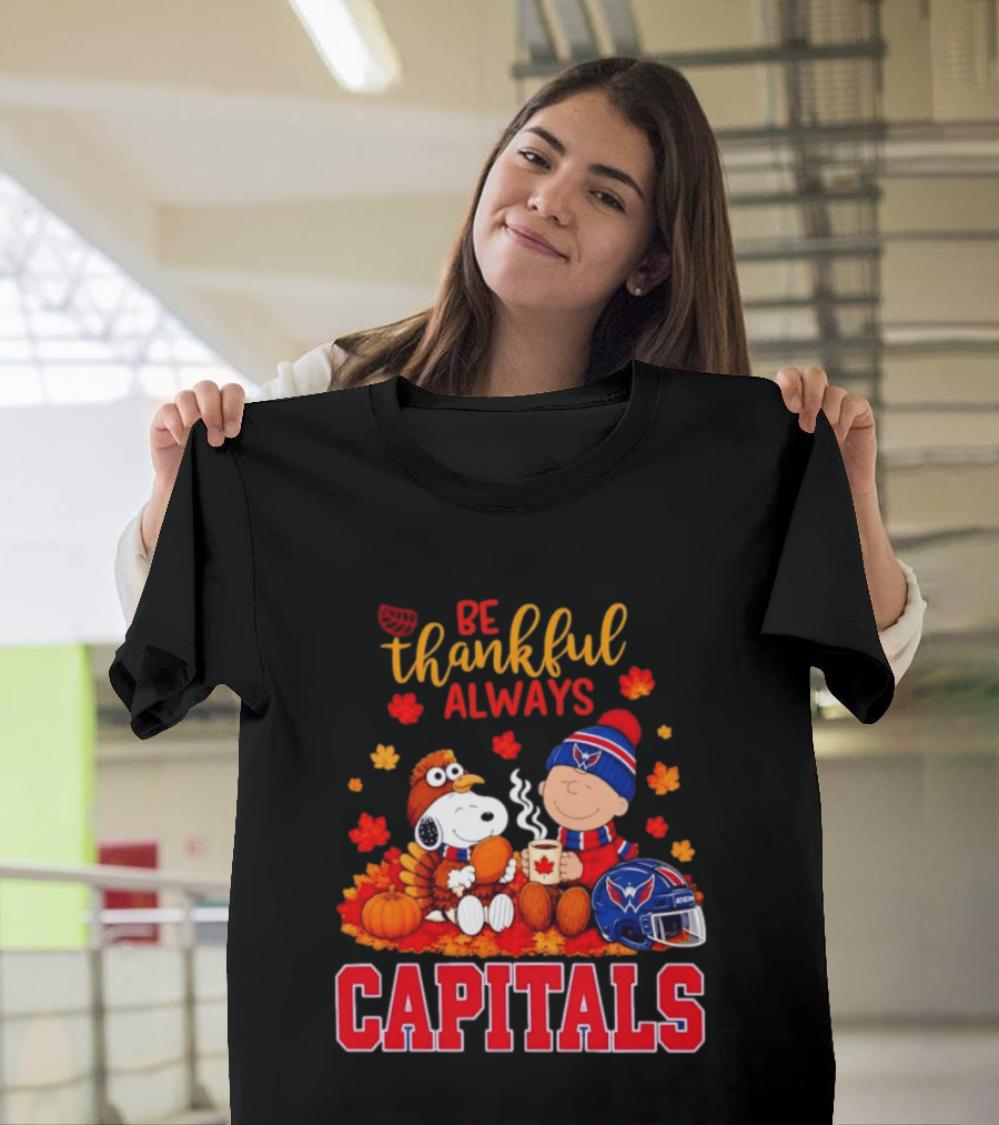 Be Thankful Always Snoopy And Charlie Brown Washington Capitals Cozy Autumn T-Shirt