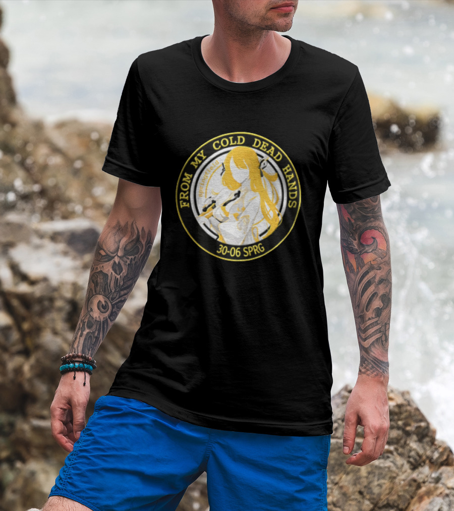 From My Cold Dead Hands Springfield 30 06 Sprg Anime Girl Yellow And Black Circle T-Shirt