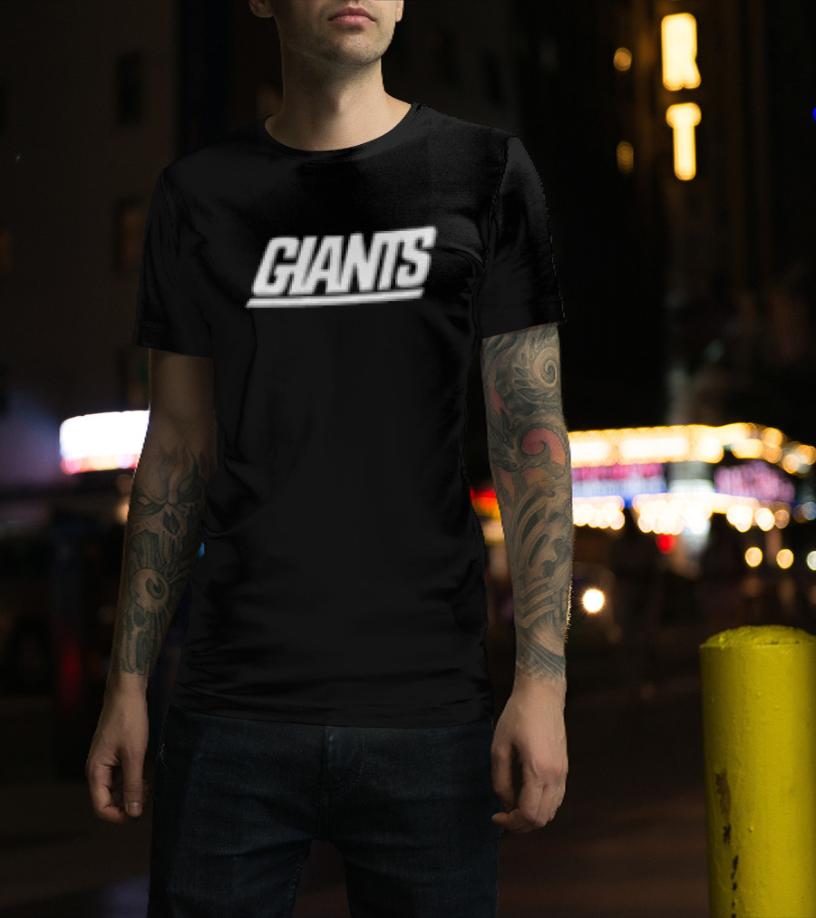 Giants Text Bold White Font Left Chest Placement T-Shirt