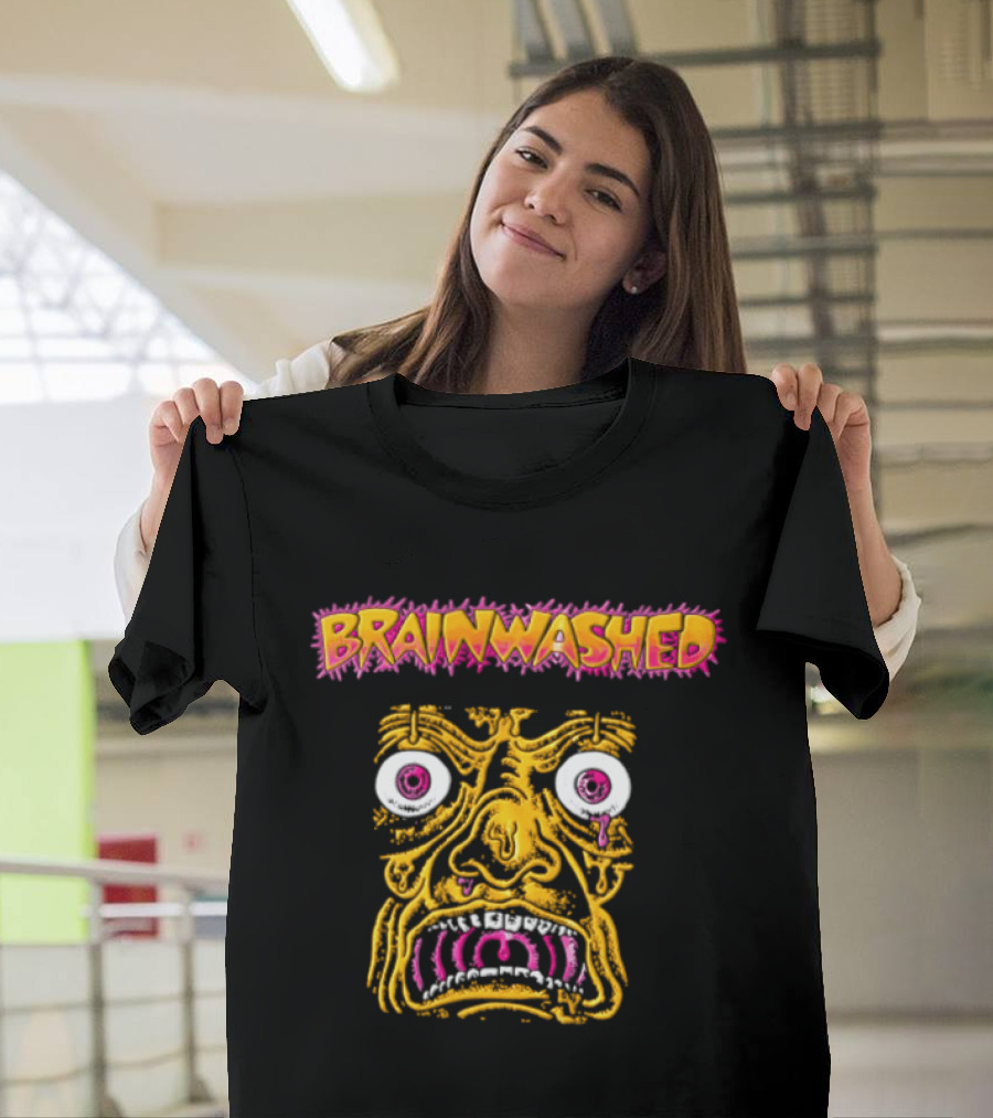Brainwashed Distorted Melting Face Pink Eyes Vibrant Expression T-Shirt