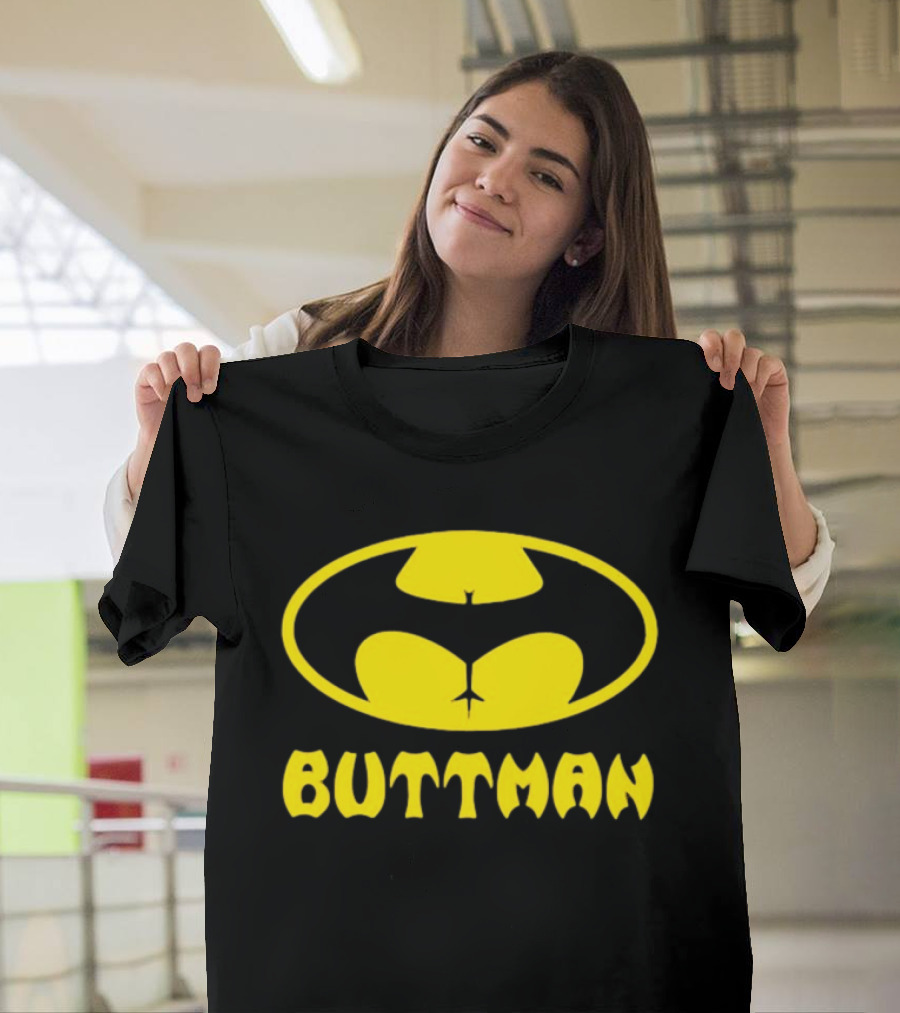 Buttman Batman Superhero Parody Yellow T-Shirt