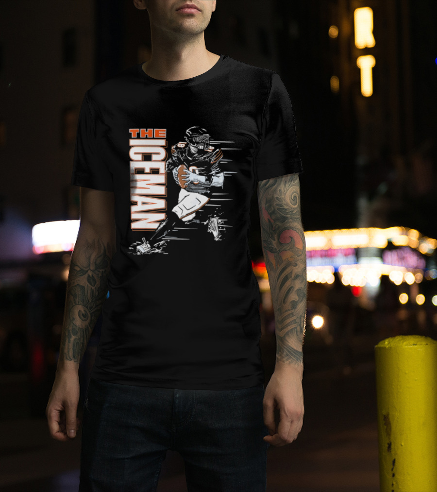Chicago Bears The Iceman Football Player Running Holding Ball T-Shirt