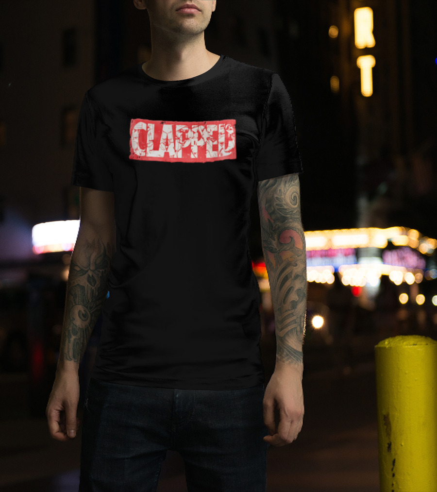 Clapped Red Box Bold Typographic T-Shirt