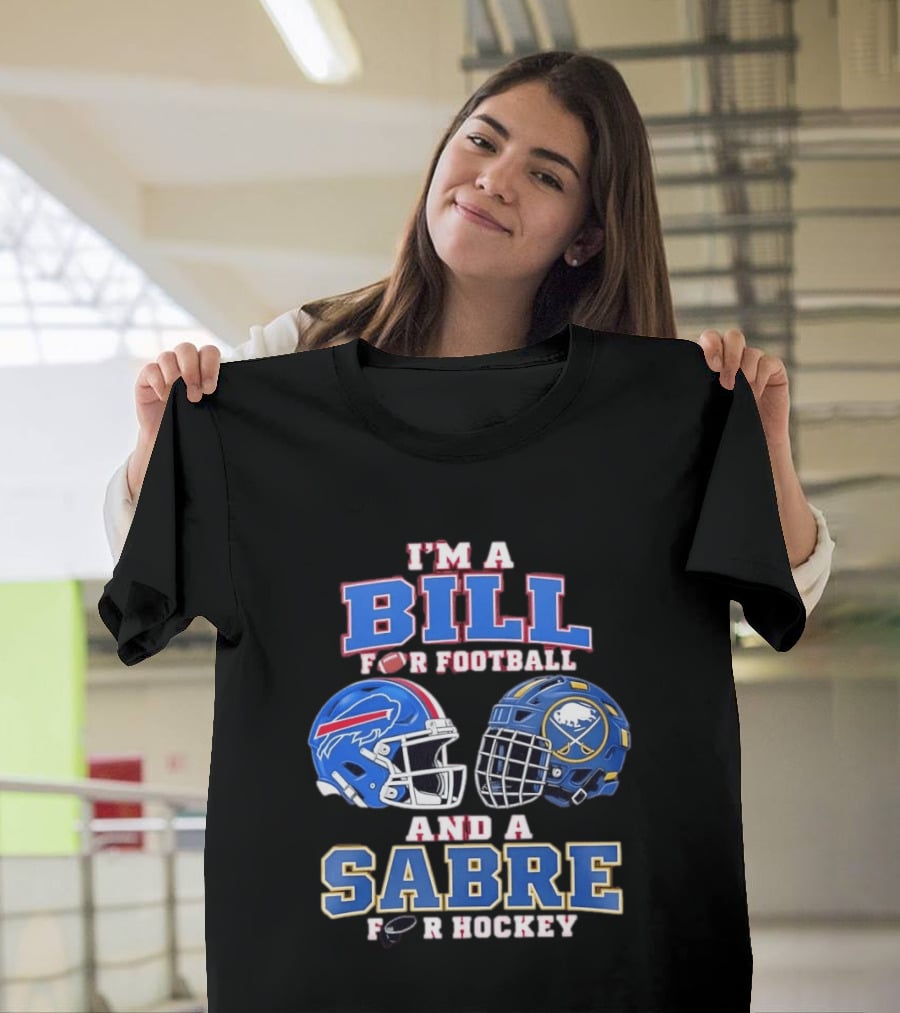 Buffalo Bill Football And Sabre Hockey Fan Helmets T-Shirt
