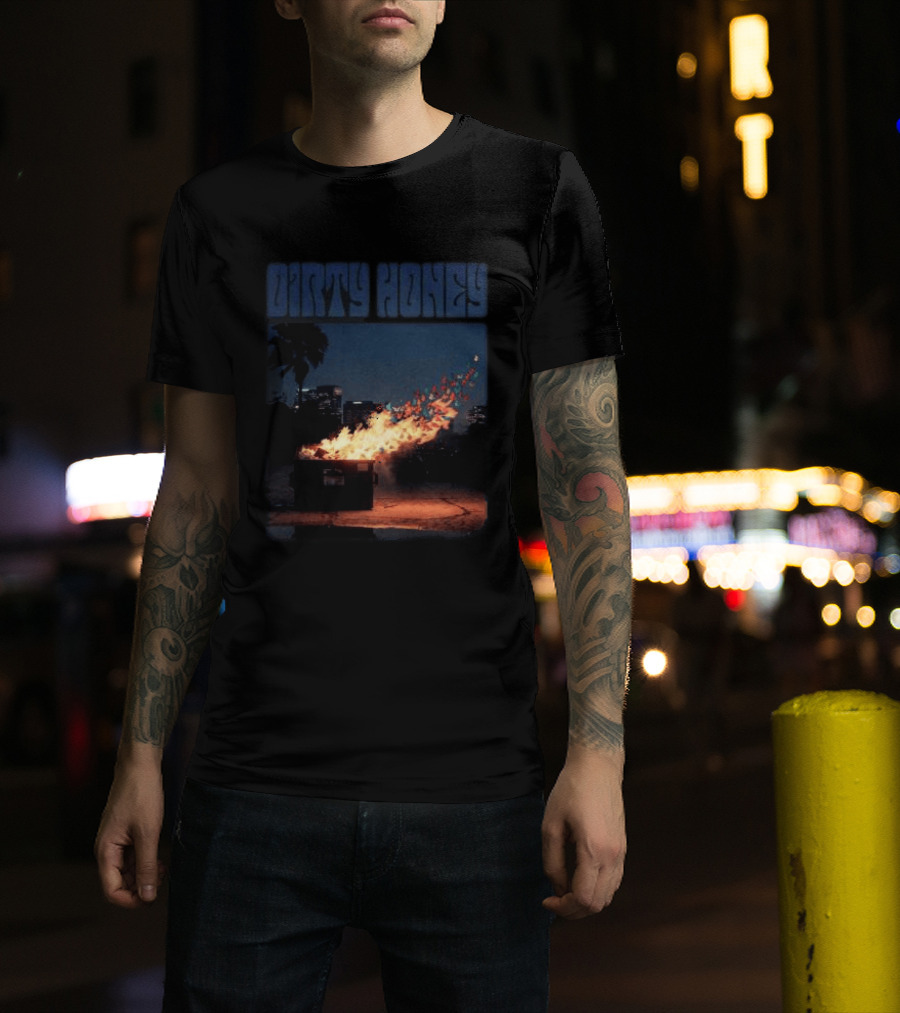 Dirty Honey Dumpster Fire Album Cover Vintage Aesthetic T-Shirt