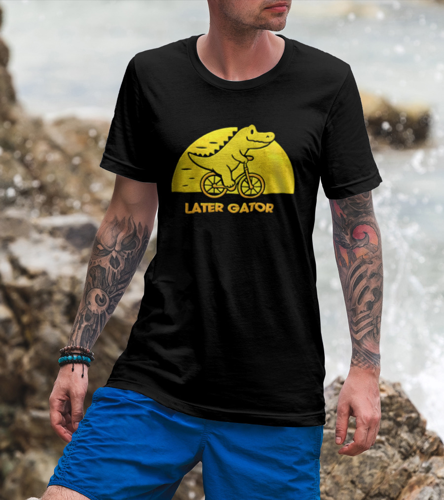 Later Gator Riding Bicycle Fun T-Shirt
