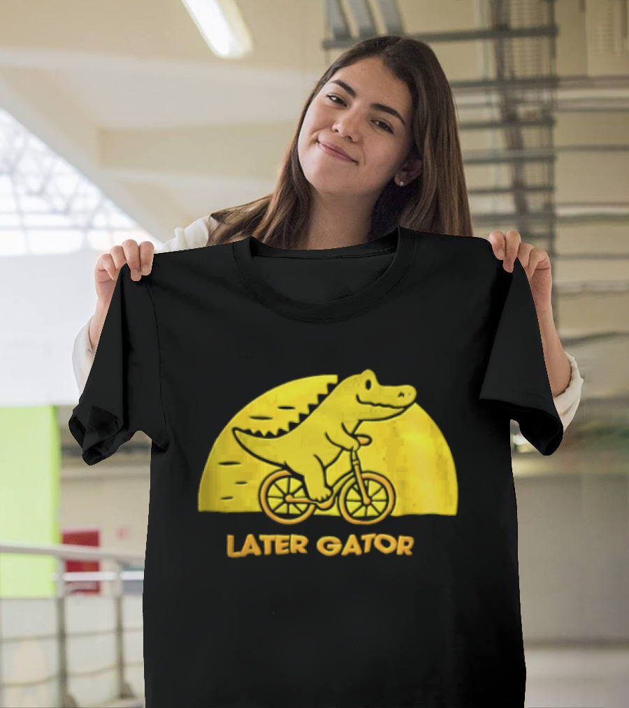 Later Gator Riding Bicycle Fun T-Shirt