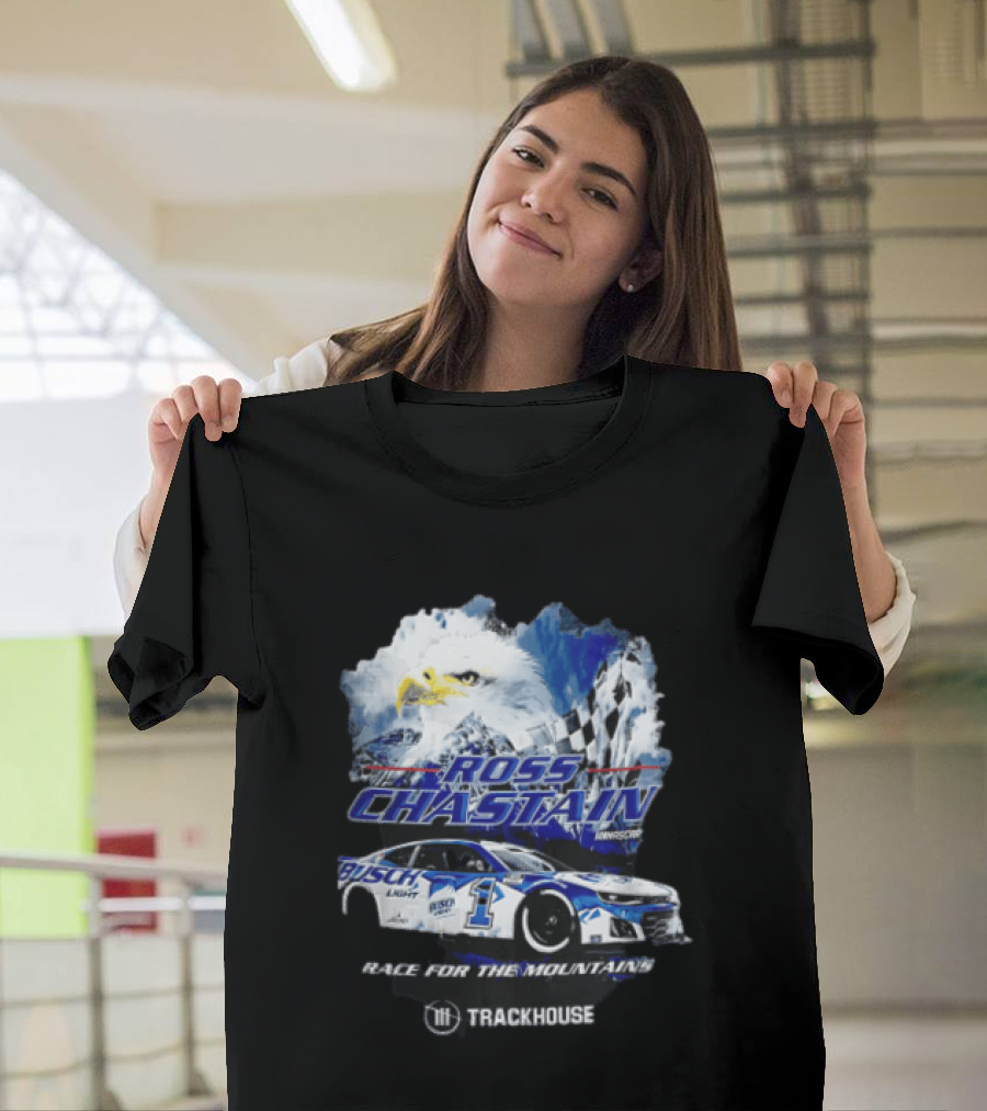 Ross Chastain Trackhouse Busch Light Race For The Mountains Eagle Checkered Flag Racing Car T-Shirt