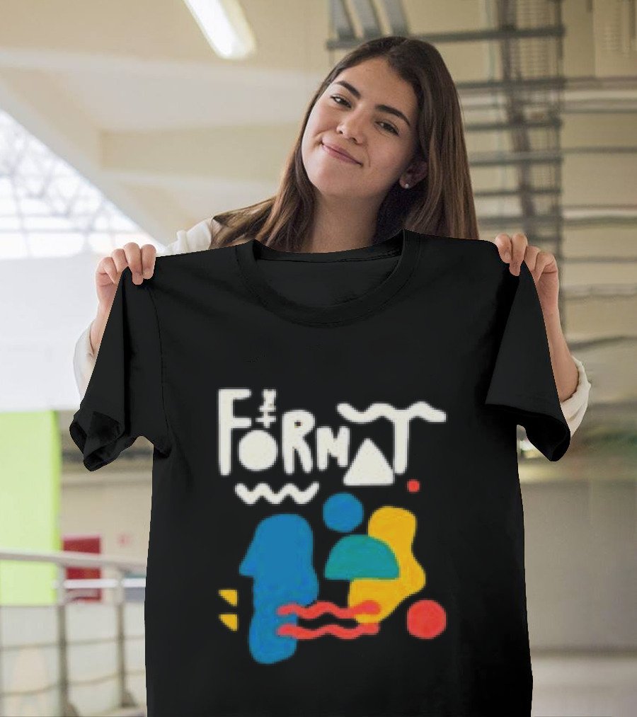 The Format Shop Abstract Shapes Colorful Graphic Black Zip T-Shirt