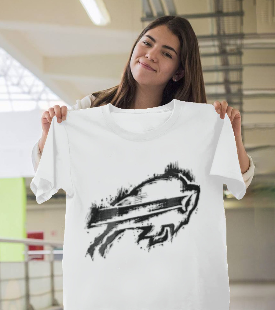 Buffalo Bills Black Ink Style NFL Team Graphic Buffalo Bills T-Shirt