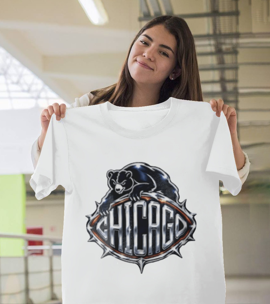 Chicago Bears Black Bear Crouching Over T-Shirt