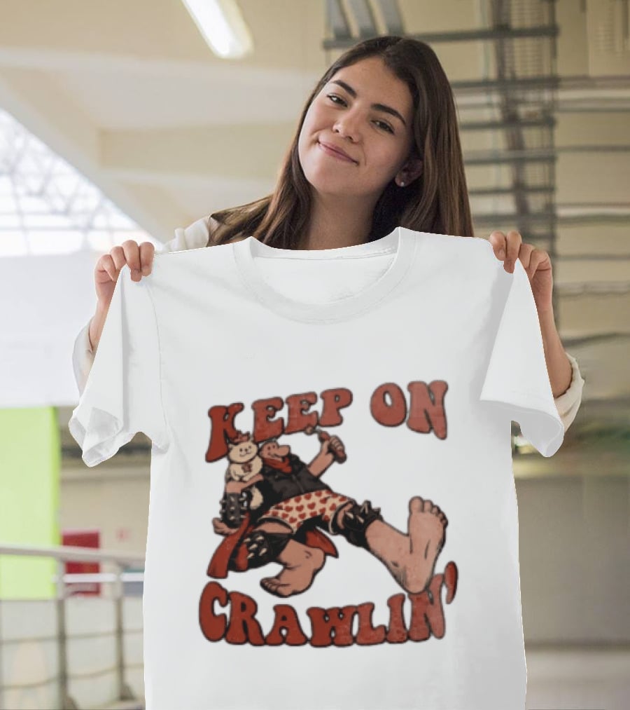 Keep On Crawlin Fat Freddys Cat Cartoon Man Holding Dynamite Cat T-Shirt