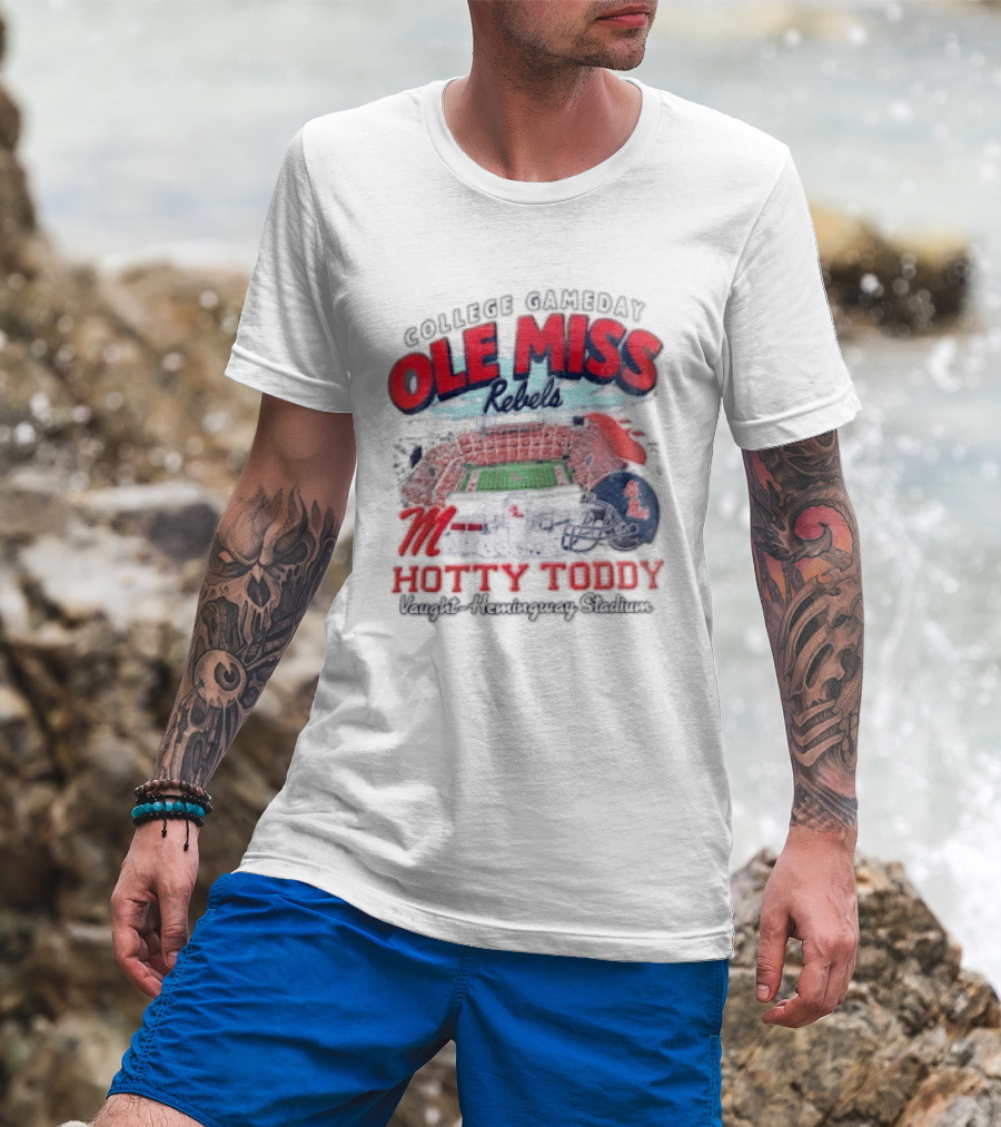 College Gameday Ole Miss Rebels Hotty Toddy Football Stadium Helmet T-Shirt