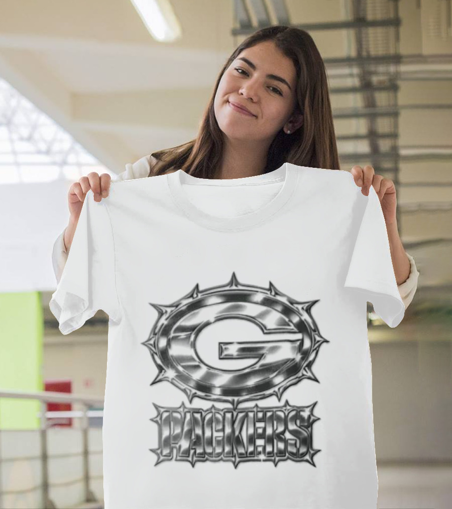Green Bay Packers Metallic Football Team T-Shirt