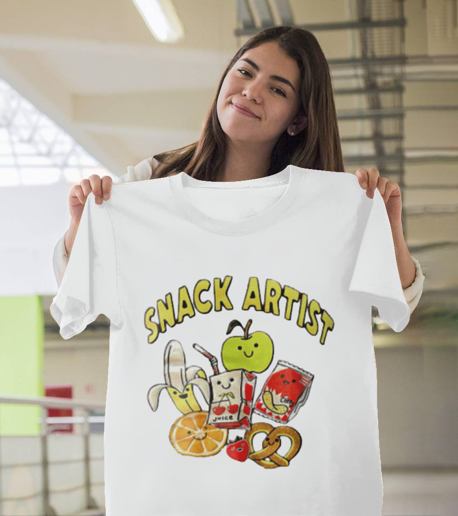 Snacks Juice Banana Apple Chips Pretzel Orange Cartoon T-Shirt