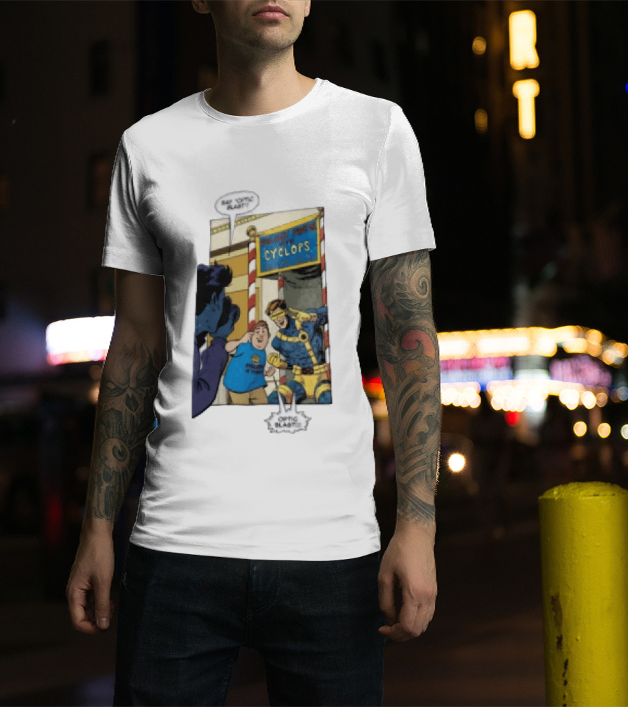 Cyclops Optic Blast Pose Comic Panel Marvel X Men Humor T-Shirt