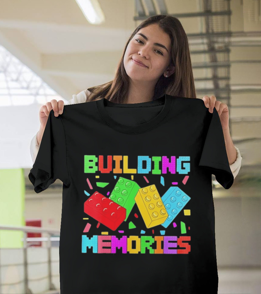 Building Brick Block Memories Colorful Confetti Celebration T-Shirt