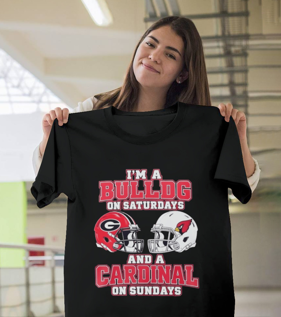 I'm A Bulldog On Saturdays And A Cardinal On Sundays Football Helmets T-Shirt
