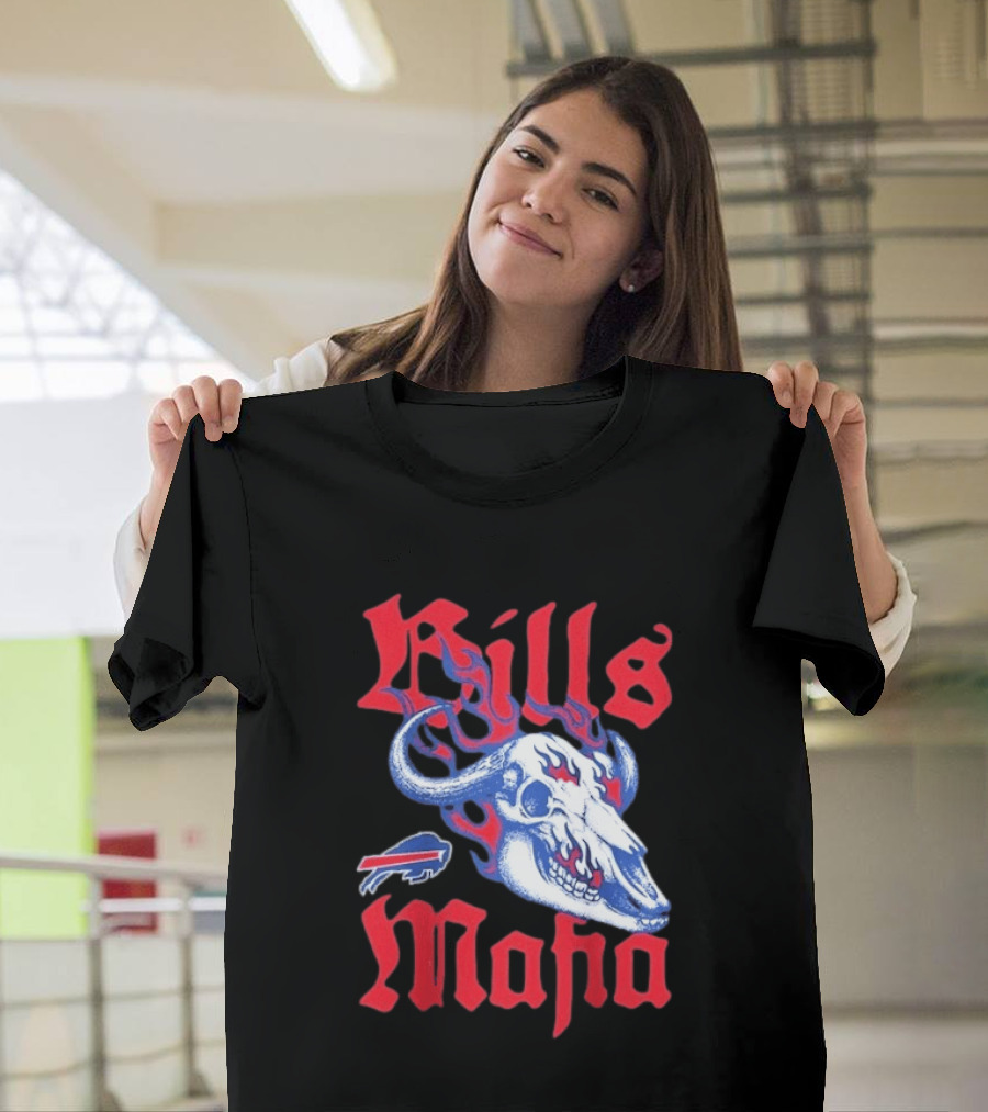 Buffalo Bills Mafia Skull Flames T-Shirt
