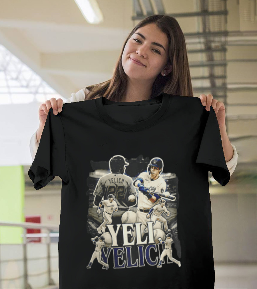 Milwaukee Brewers Yelich Baseball Player Action Poses 22 T-Shirt