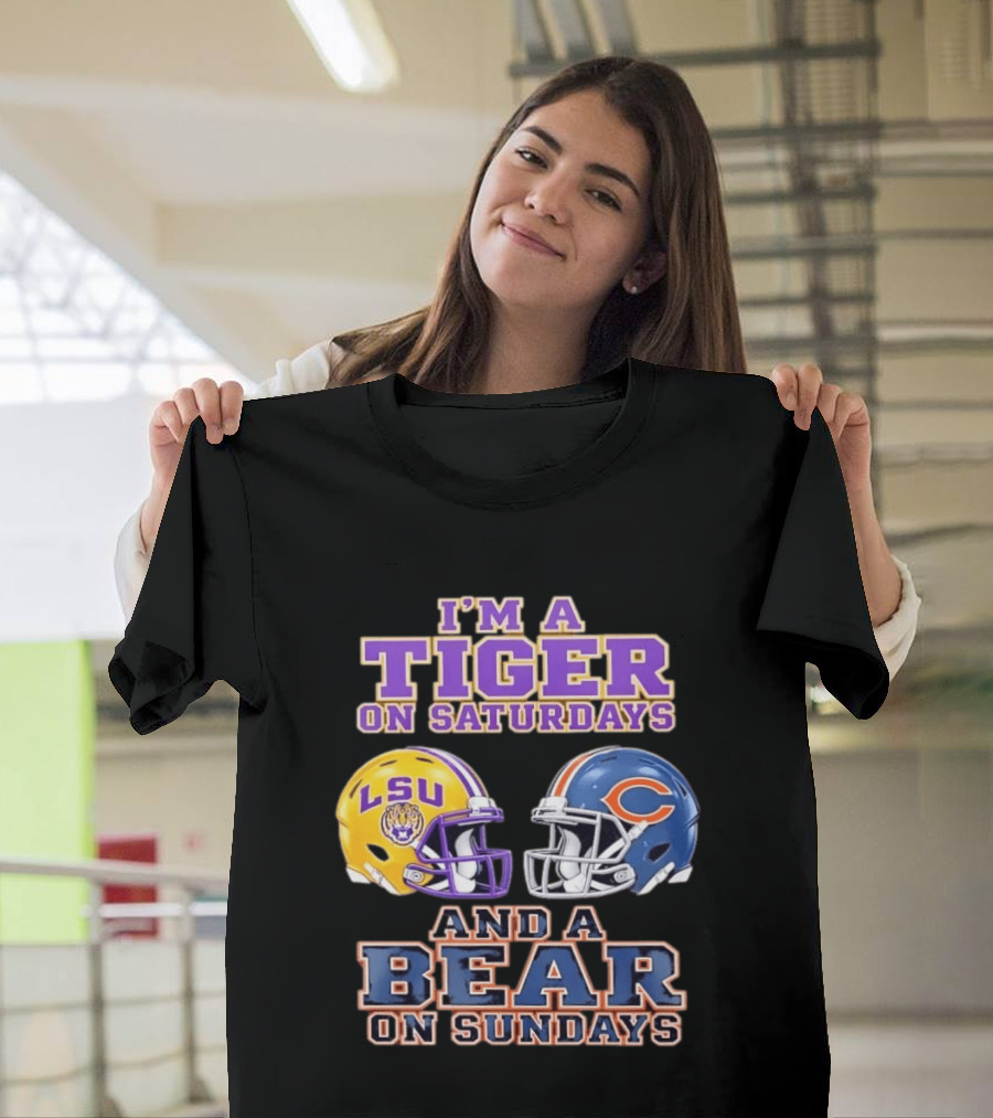LSU Tigers Saturdays Chicago Bears Sundays Football Fan Gear T-Shirt