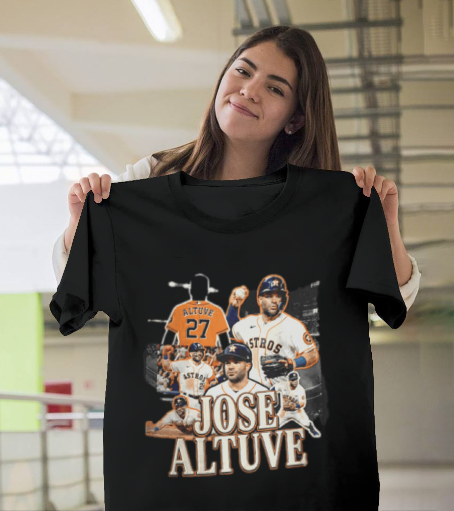 Houston Astros Jose Altuve 27 Collage Baseball Player T-Shirt