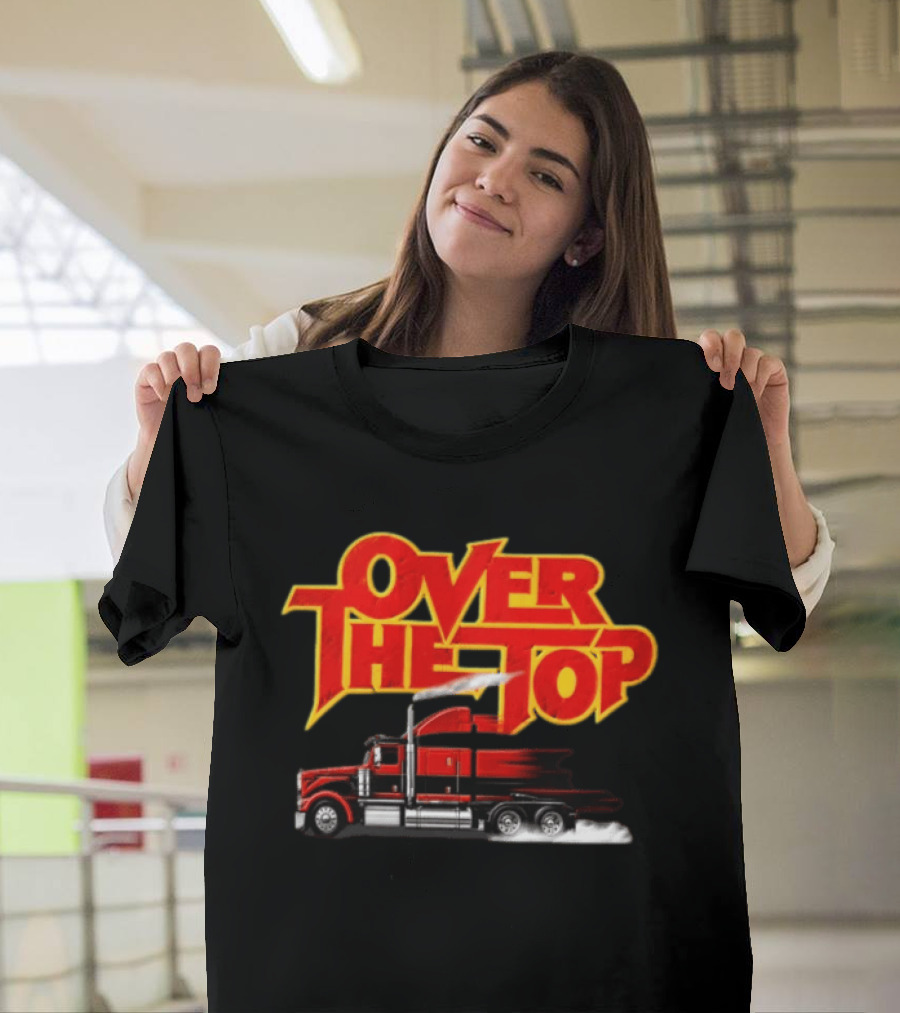 Over The Top Red Black Semi Truck Speeding T-Shirt