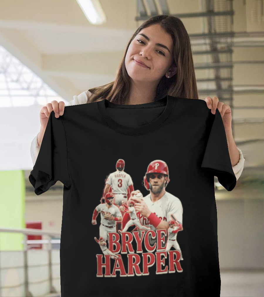 Philadelphia Phillies Bryce Harper Baseball Poses Vintage Look T-Shirt