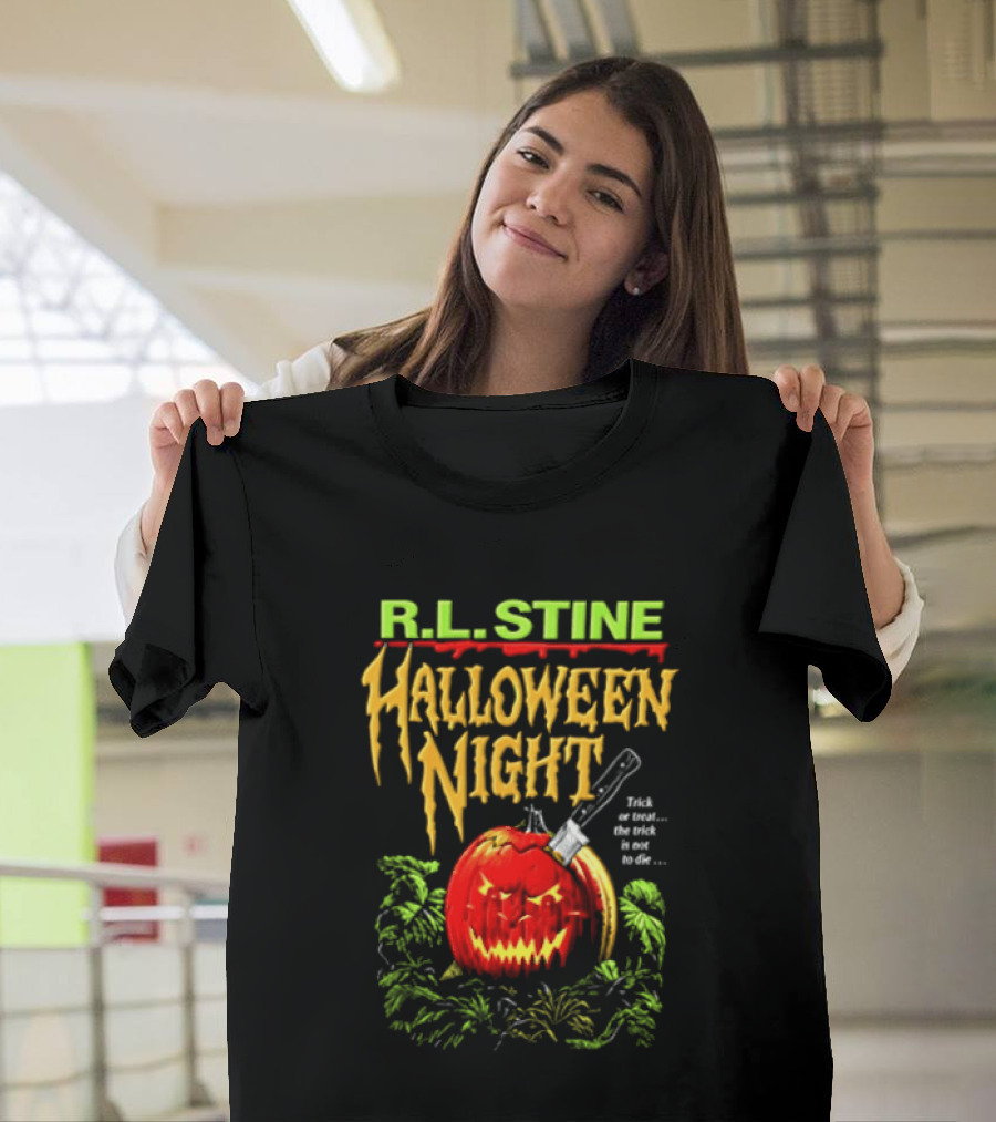 R L Stine Halloween Night Pumpkin Knife Trick Or Treat T-Shirt