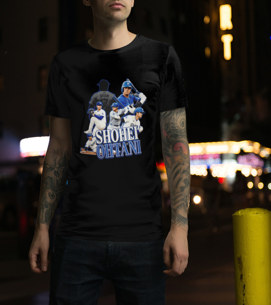 Los Angeles Dodgers Shohei Ohtani Baseball Player Collage T-Shirt