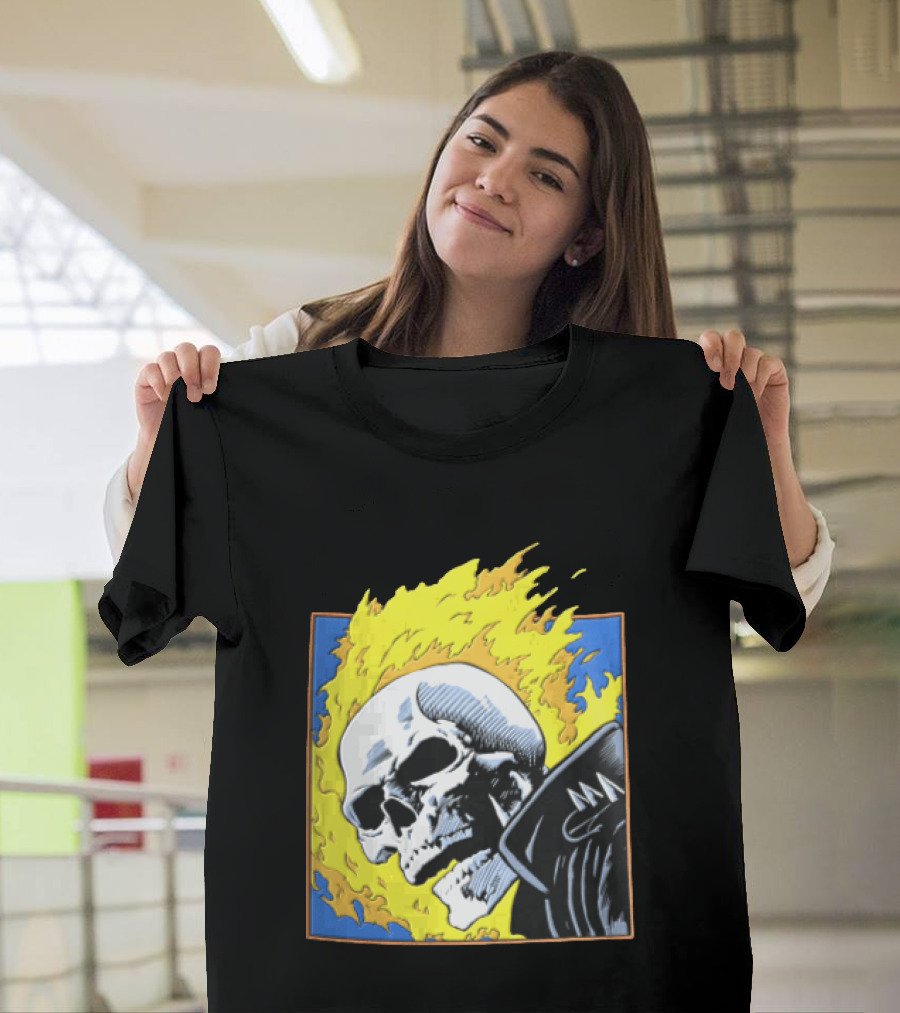 Marvel Ghost Rider Flaming Skull 1976 Comic Cover T-Shirt