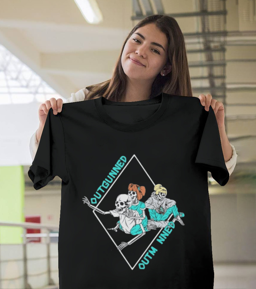 Outgunned Outmanned Skeleton Trio Casual T-Shirt